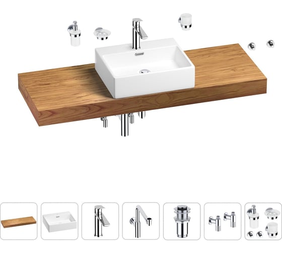 Комплект мебели для ванной комнаты с раковиной Wellsee Genuine Tree 201018711 1