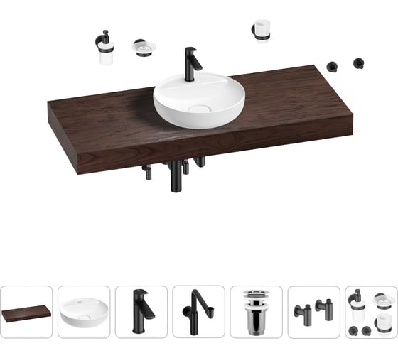 Комплект мебели для ванной комнаты с раковиной Wellsee Genuine Tree 201016742 1