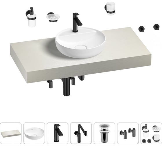 Комплект мебели для ванной комнаты с раковиной Wellsee Genuine Tree 201016652 1