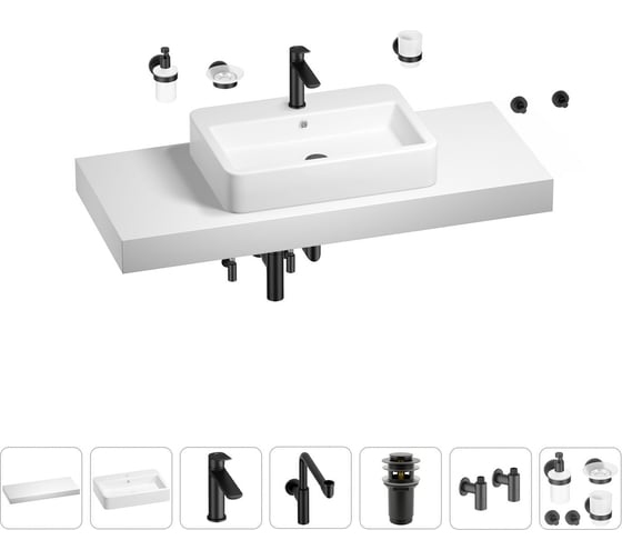 Комплект мебели для ванной комнаты Wellsee Genuine Tree с раковиной 201018192 1