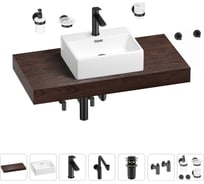 Комплект мебели для ванной комнаты с раковиной Wellsee Genuine Tree 201018362