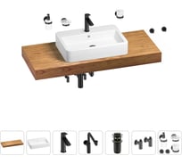 Комплект мебели для ванной комнаты Wellsee Genuine Tree с раковиной 201018172