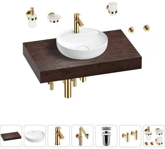 Комплект мебели для ванной комнаты с раковиной Wellsee Genuine Tree 201016623 1