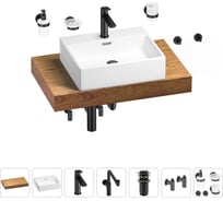 Комплект мебели для ванной комнаты Wellsee Genuine Tree с раковиной 201018532