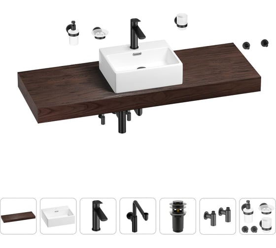 Комплект мебели для ванной комнаты с раковиной Wellsee Genuine Tree 201018482 1