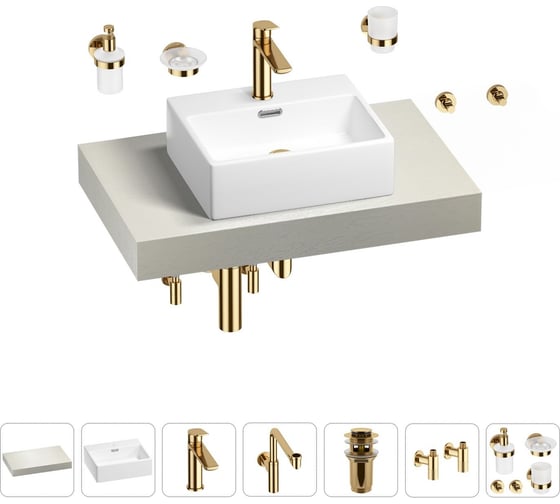 Комплект мебели для ванной комнаты с раковиной Wellsee Genuine Tree 201018273 1