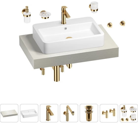 Комплект мебели для ванной комнаты с раковиной Wellsee Genuine Tree 201018033 1