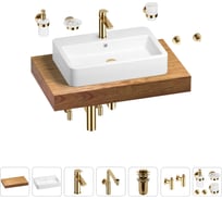 Комплект мебели для ванной комнаты Wellsee Genuine Tree с раковиной 201018053