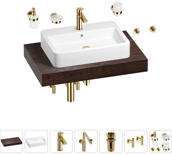 Комплект мебели для ванной комнаты с раковиной Wellsee Genuine Tree 201018063 1