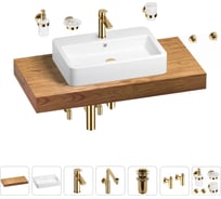 Комплект мебели для ванной комнаты Wellsee Genuine Tree с раковиной 201018113