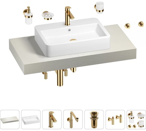 Комплект мебели для ванной комнаты с раковиной Wellsee Genuine Tree 201018093 1