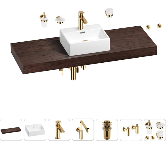 Комплект мебели для ванной комнаты с раковиной Wellsee Genuine Tree 201018483 1