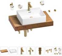 Комплект мебели для ванной комнаты Wellsee Genuine Tree с раковиной 201018533