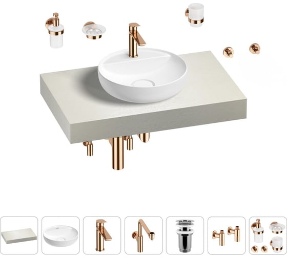 Комплект мебели для ванной комнаты с раковиной Wellsee Genuine Tree 201016594 1