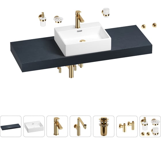 Комплект мебели для ванной комнаты Wellsee Genuine Tree с раковиной 201018703 1