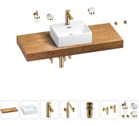 Комплект мебели для ванной комнаты Wellsee Genuine Tree с раковиной 201018413