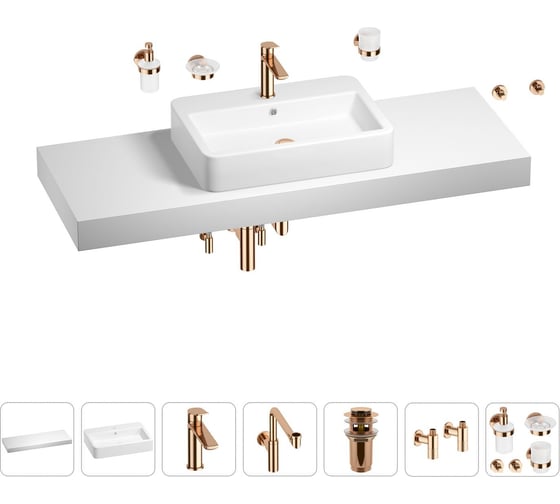 Комплект мебели для ванной комнаты Wellsee Genuine Tree с раковиной 201018254 1