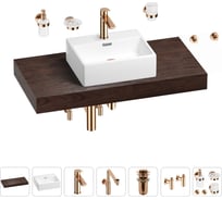 Комплект мебели для ванной комнаты с раковиной Wellsee Genuine Tree 201018364