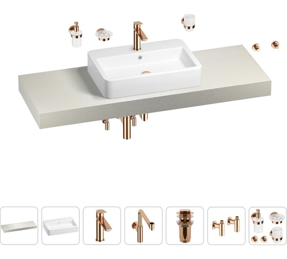 Комплект мебели для ванной комнаты с раковиной Wellsee Genuine Tree 201018214 1