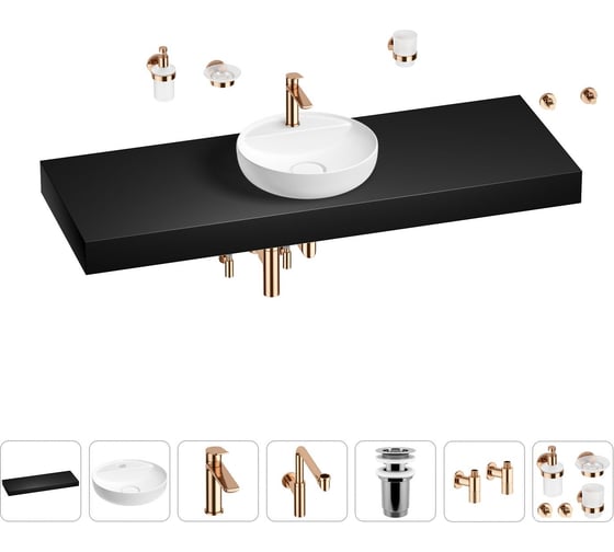 Комплект мебели для ванной комнаты с раковиной Wellsee Genuine Tree 201016824 1