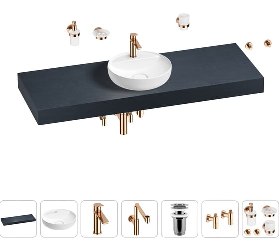 Комплект мебели для ванной комнаты с раковиной Wellsee Genuine Tree 201016784