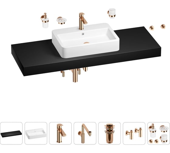 Комплект мебели для ванной комнаты Wellsee Genuine Tree с раковиной 201018264 1