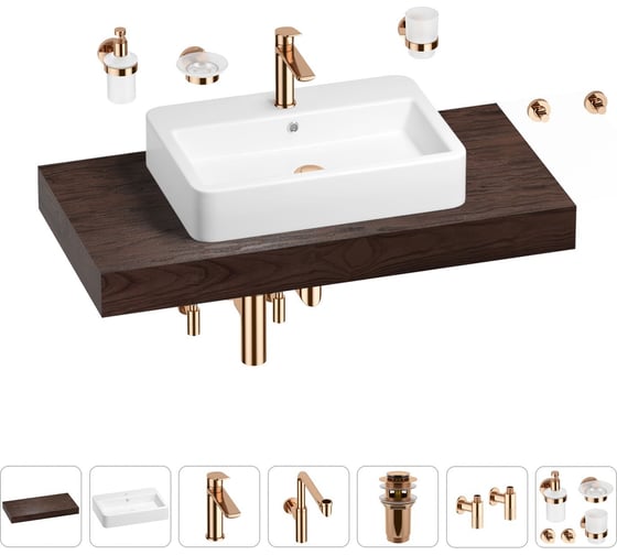 Комплект мебели для ванной комнаты с раковиной Wellsee Genuine Tree 201018124 1