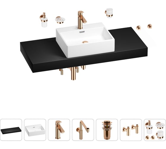 Комплект мебели для ванной комнаты Wellsee Genuine Tree с раковиной 201018684 1