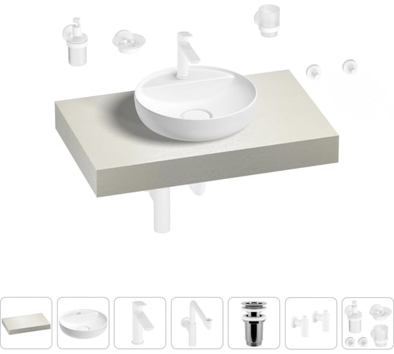 Комплект мебели для ванной комнаты с раковиной Wellsee Genuine Tree 201016595 1