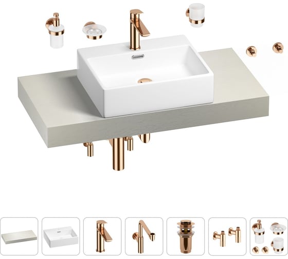 Комплект мебели для ванной комнаты с раковиной Wellsee Genuine Tree 201018574 1