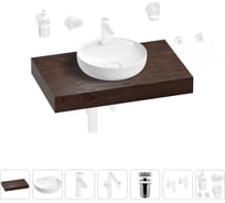 Комплект мебели для ванной комнаты с раковиной Wellsee Genuine Tree 201016625