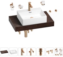 Комплект мебели для ванной комнаты с раковиной Wellsee Genuine Tree 201018544