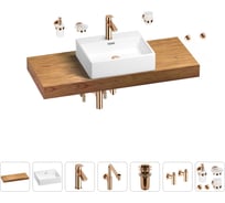 Комплект мебели для ванной комнаты Wellsee Genuine Tree с раковиной 201018654