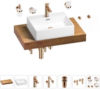 Комплект мебели для ванной комнаты Wellsee Genuine Tree с раковиной 201018534