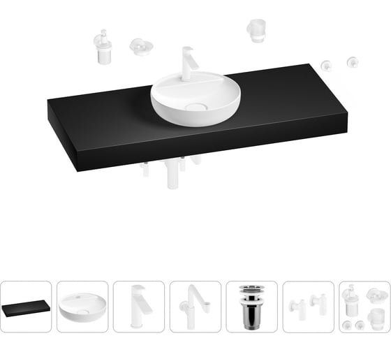 Комплект мебели для ванной комнаты с раковиной Wellsee Genuine Tree 201016765 1