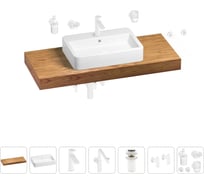 Комплект мебели для ванной комнаты Wellsee Genuine Tree с раковиной 201018175