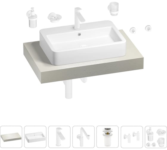 Комплект мебели для ванной комнаты с раковиной Wellsee Genuine Tree 201018035 1