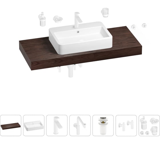 Комплект мебели для ванной комнаты с раковиной Wellsee Genuine Tree 201018185 1