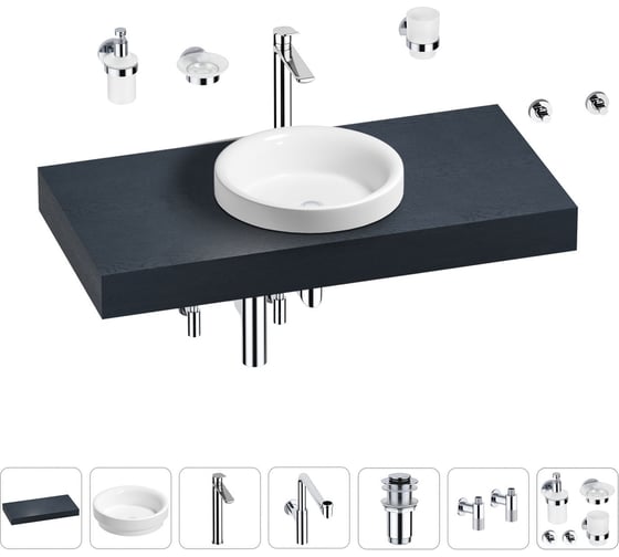 Комплект мебели для ванной комнаты с раковиной Wellsee Genuine Tree 201015771 1