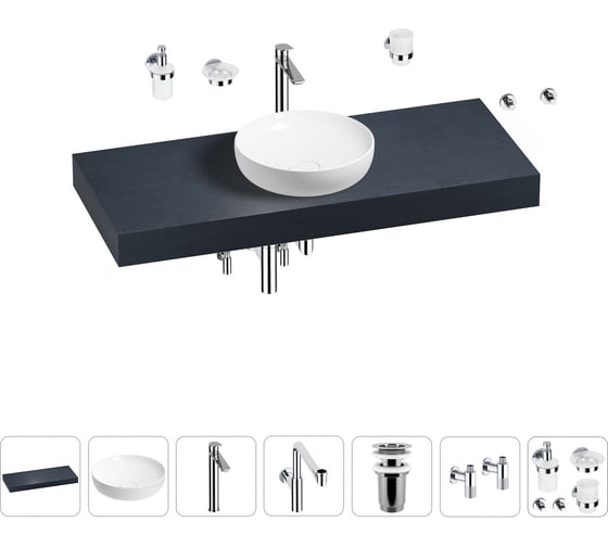 Комплект мебели для ванной комнаты с раковиной Wellsee Genuine Tree 201016371 1