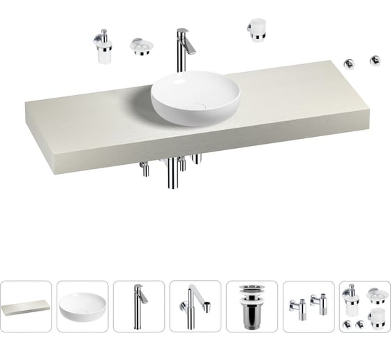 Комплект мебели для ванной комнаты с раковиной Wellsee Genuine Tree 201016471 1