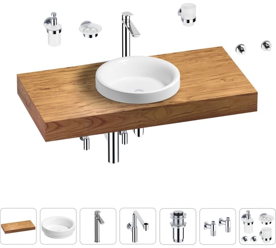 Комплект мебели для ванной комнаты Wellsee Genuine Tree с раковиной 201015791 1
