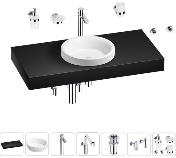 Комплект мебели для ванной комнаты с раковиной Wellsee Genuine Tree 201015851 1