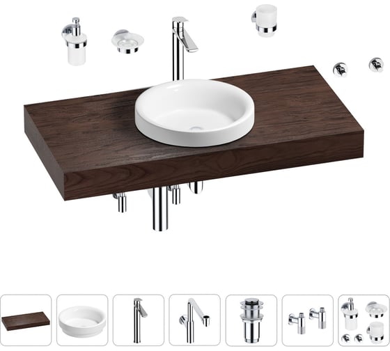 Комплект мебели для ванной комнаты с раковиной Wellsee Genuine Tree 201015811 1