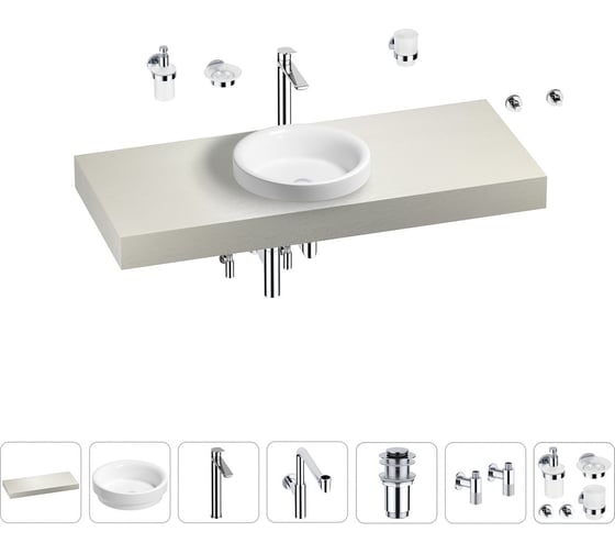 Комплект мебели для ванной комнаты с раковиной Wellsee Genuine Tree 201015871 1