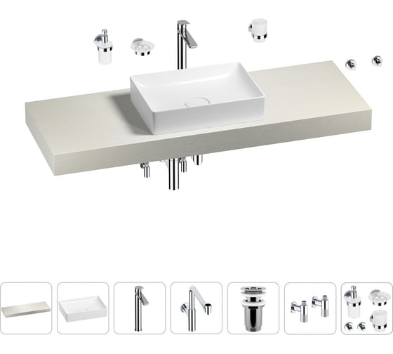 Комплект мебели для ванной комнаты с раковиной Wellsee Genuine Tree 201017551 1