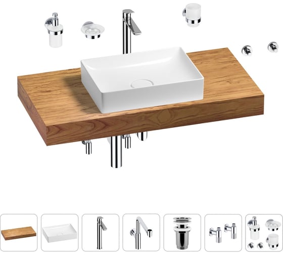 Комплект мебели для ванной комнаты с раковиной Wellsee Genuine Tree 201017351 1