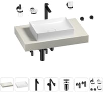 Комплект мебели для ванной комнаты с раковиной Wellsee Genuine Tree 201017192