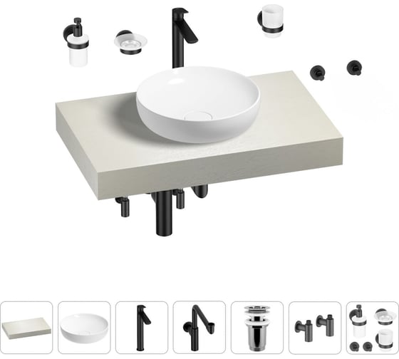 Комплект мебели для ванной комнаты с раковиной Wellsee Genuine Tree 201016112 1