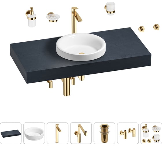 Комплект мебели для ванной комнаты с раковиной Wellsee Genuine Tree 201015773 1